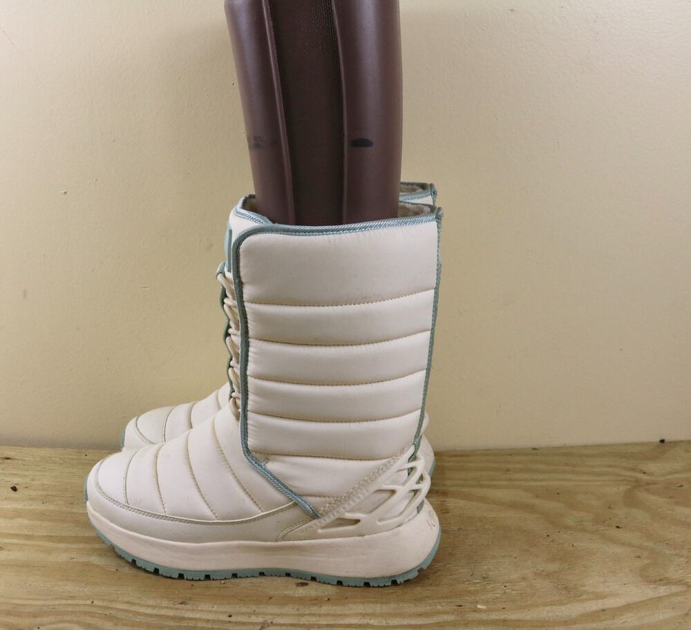 Kizik Boots Womens 10 Cream Juno 2 Mid Calf Faux Fur Lined Hands Free Cozy Y2k